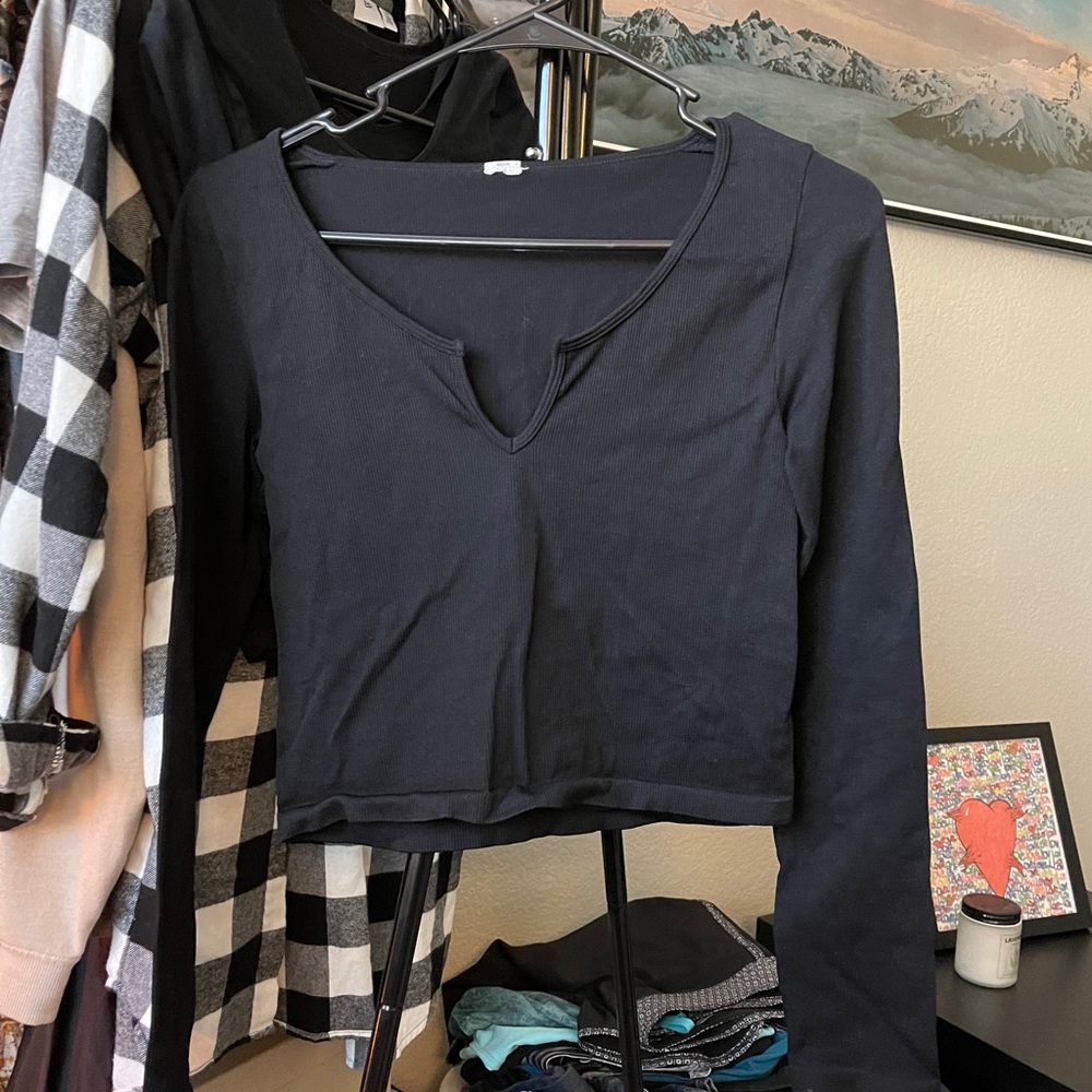 Seamless Ribbed Long Sleeve Crop Top